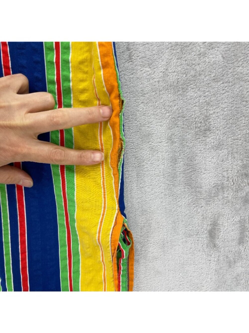 Vintage 70s Catalina ivid Striped Cotton Maxi Muumuu Swim Cover Caftan - Picture 9 of 16
